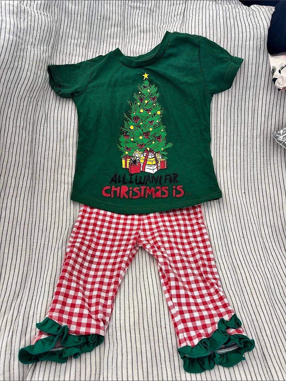 Kids Christmas Gingham Matching Set